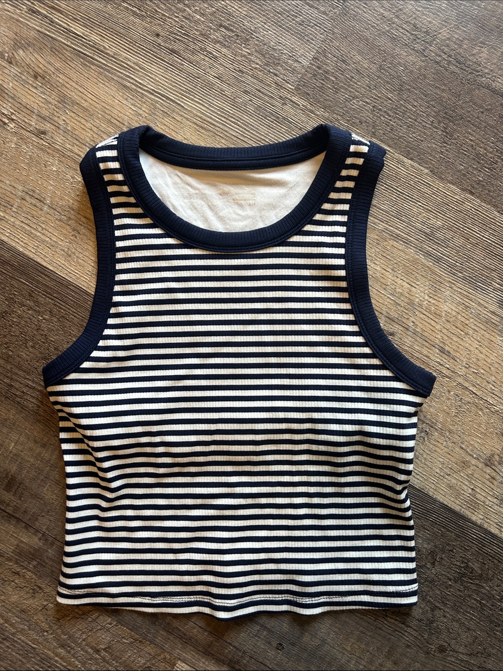 Striped Navy & White Ribbed Tank Top - women